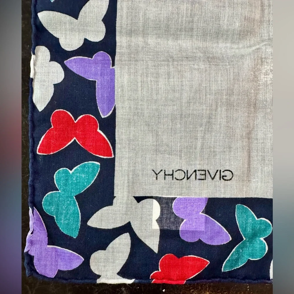 Givenchy Multicolor Butterfly Border Handkerchief Scarf
